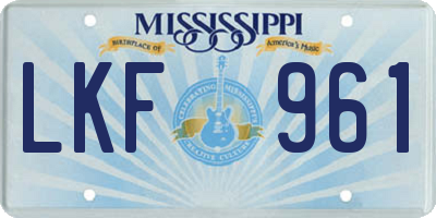 MS license plate LKF961
