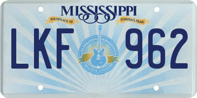 MS license plate LKF962