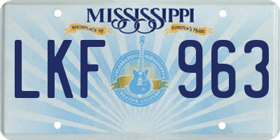 MS license plate LKF963