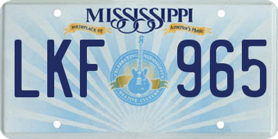 MS license plate LKF965
