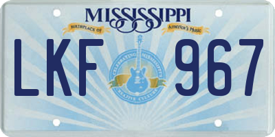 MS license plate LKF967