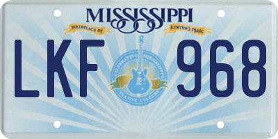 MS license plate LKF968