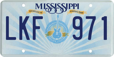 MS license plate LKF971