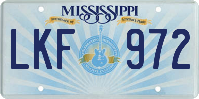 MS license plate LKF972