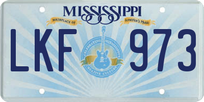 MS license plate LKF973