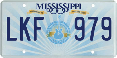 MS license plate LKF979