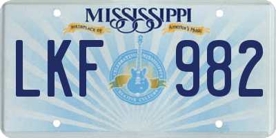 MS license plate LKF982