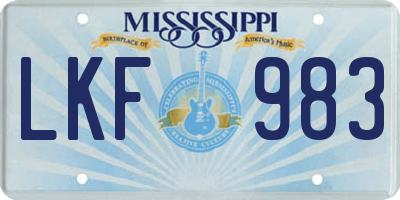 MS license plate LKF983