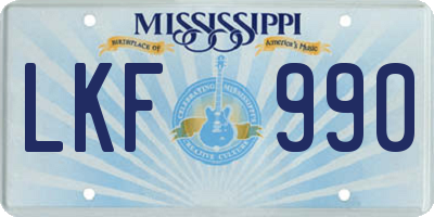 MS license plate LKF990