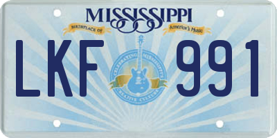 MS license plate LKF991