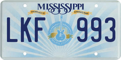 MS license plate LKF993