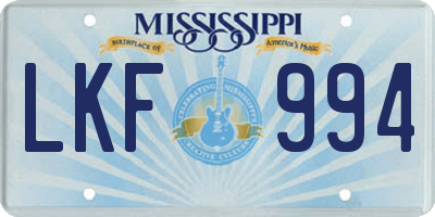 MS license plate LKF994