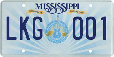 MS license plate LKG001