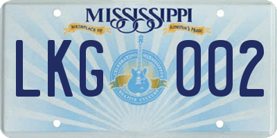 MS license plate LKG002