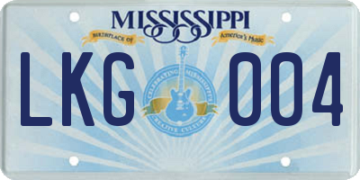 MS license plate LKG004