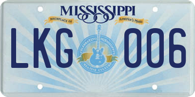 MS license plate LKG006
