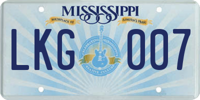 MS license plate LKG007