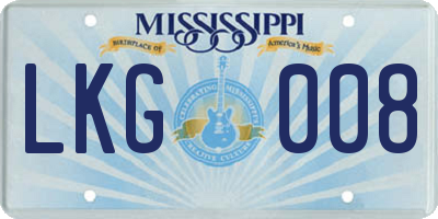 MS license plate LKG008