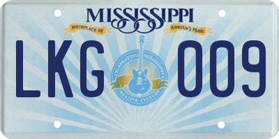 MS license plate LKG009