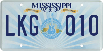MS license plate LKG010