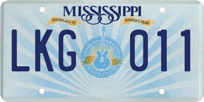 MS license plate LKG011