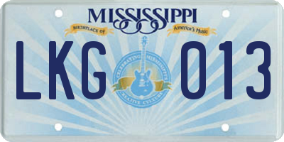 MS license plate LKG013