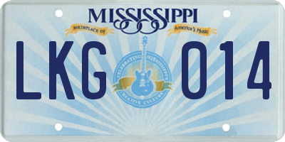 MS license plate LKG014