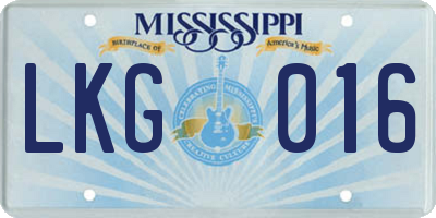 MS license plate LKG016