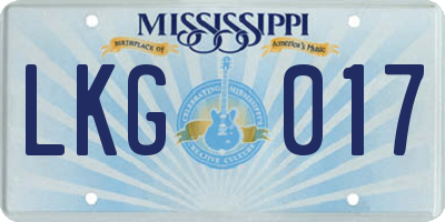 MS license plate LKG017
