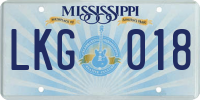 MS license plate LKG018