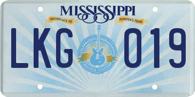 MS license plate LKG019