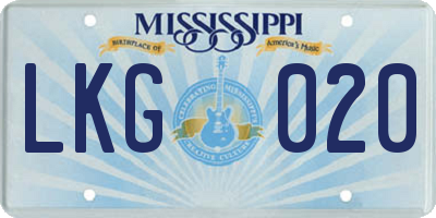 MS license plate LKG020