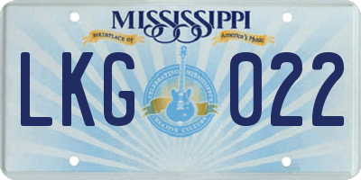 MS license plate LKG022