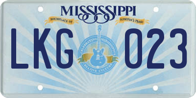 MS license plate LKG023