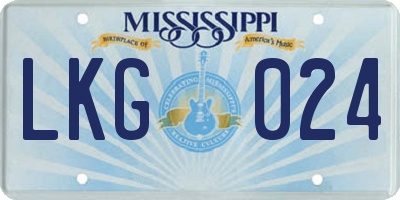 MS license plate LKG024