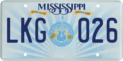 MS license plate LKG026