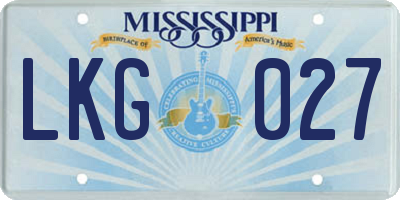 MS license plate LKG027