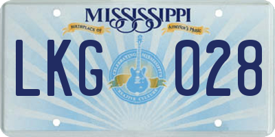MS license plate LKG028