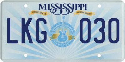 MS license plate LKG030