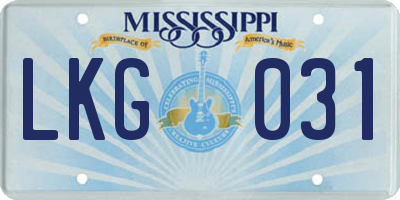 MS license plate LKG031
