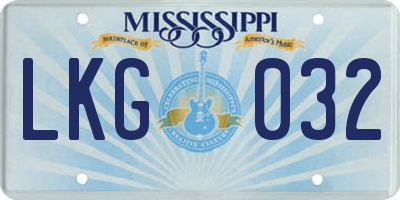 MS license plate LKG032