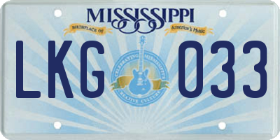 MS license plate LKG033