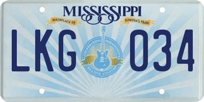 MS license plate LKG034