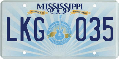 MS license plate LKG035