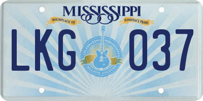 MS license plate LKG037