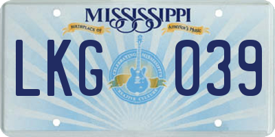 MS license plate LKG039
