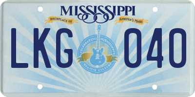MS license plate LKG040