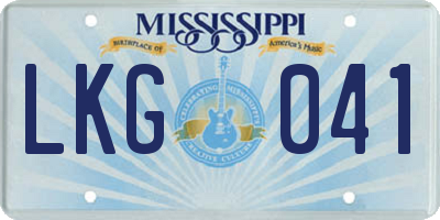 MS license plate LKG041