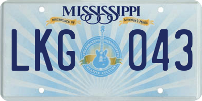 MS license plate LKG043
