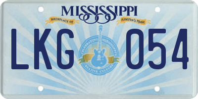 MS license plate LKG054